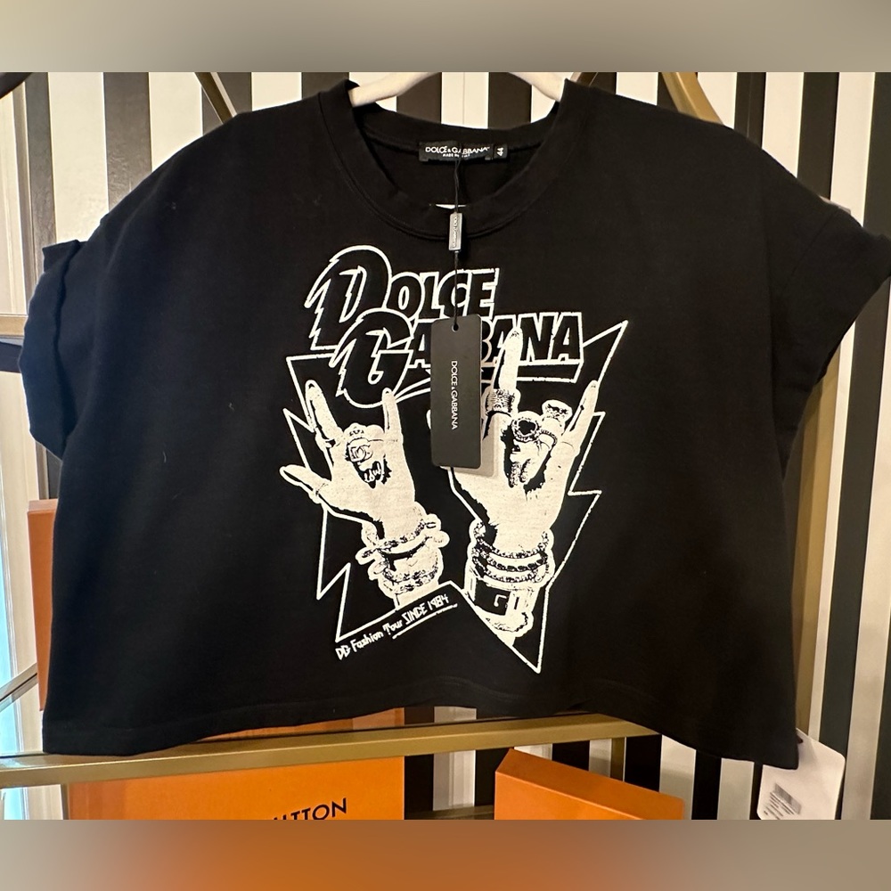 Dolce & Gabbana BLACK Cropped T-shirt with print